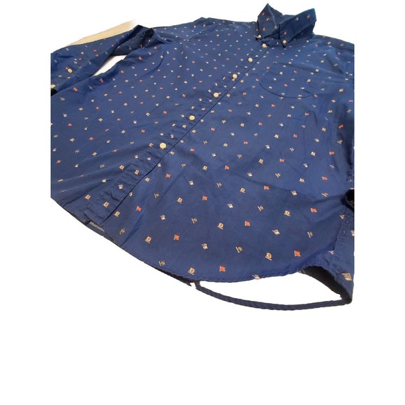 J. Crew Men's Secret Wash Cotton Poplin Button Up Shirt Nautical Flag Size Large - Picture 3 of 10